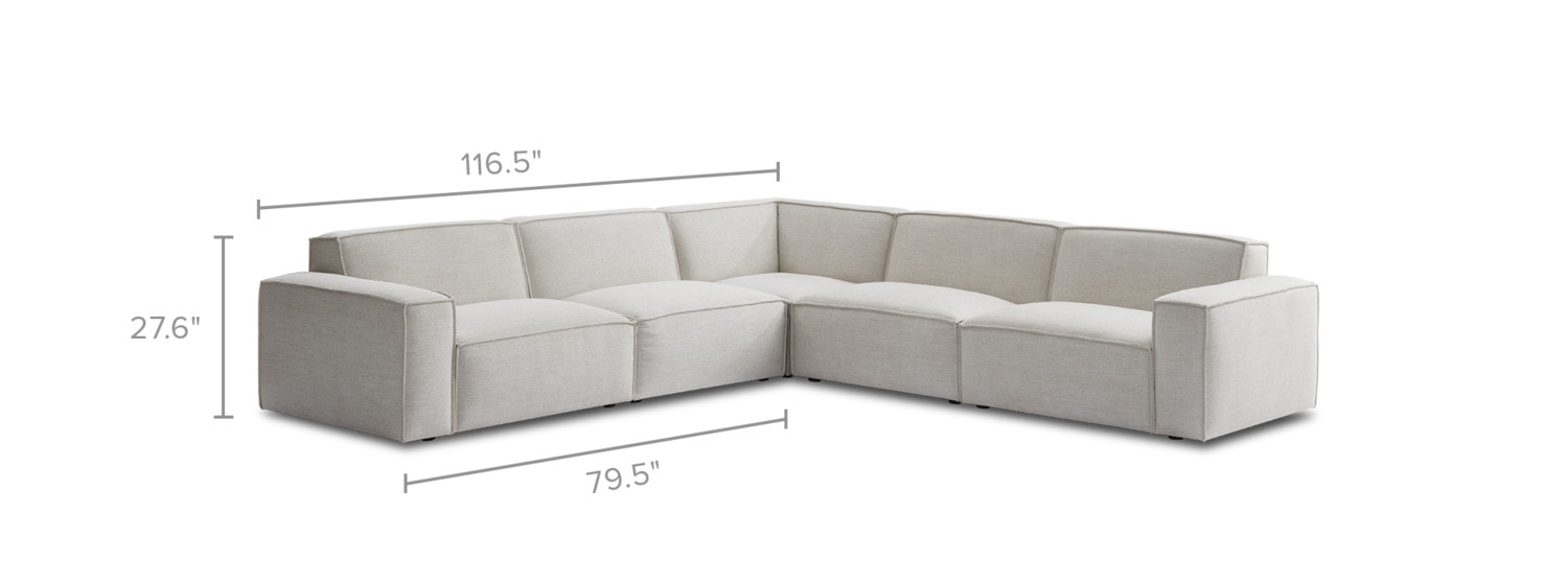 Jonathan LShaped Sectional Sofa, Creamy White Castlery United States